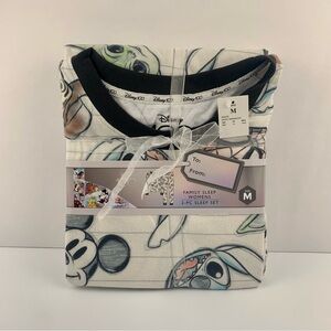 Women’s Disney 100 Character Mash Up 2pc Matching Family Pajama Set- White M